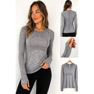 Lululemon Swiftly Tech Long Sleeve Top Gray Seamless Thumbholes Womens 10